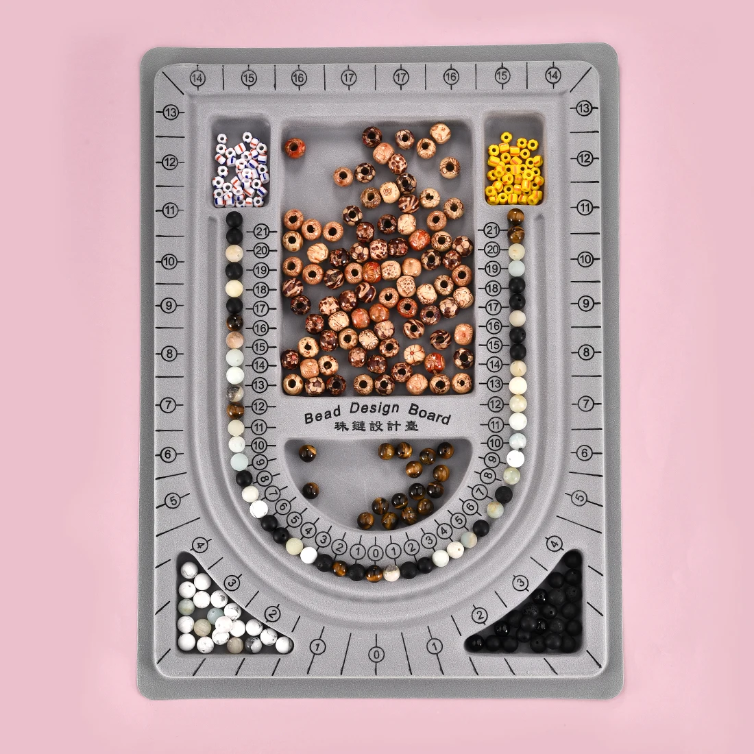 

Gray Flocked Bead Board Bracelet Necklace Beading Organizer Jewelry Making Tray WorkBenches Size Measuring Tool Accessories