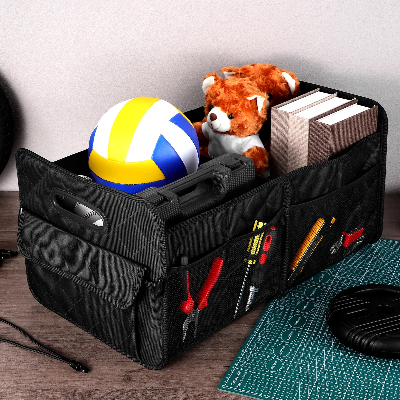 

Spacious Car Trunk Organizer Storage Box Durable Oxford Cloth Foldable Suv Trunk Easy Installation Keeps Clutter Free Car