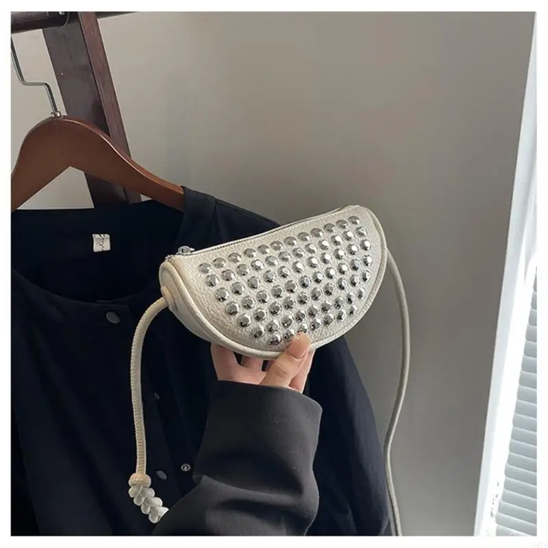

Small Crossbody Bags for Women with Studded Designs Punk Underarm Bag with Adjustable Strap Purse Handbags 547A