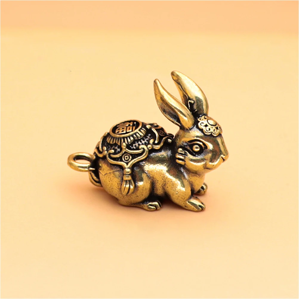 

4 Pcs Keychain Accessories Keychains Vintage Rabbit Pendant Ornament Brass Crafts Charm Retro Decor