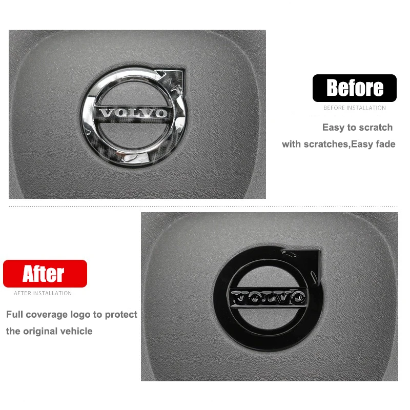 Car Styling ABS Car Steering Wheel Center Sticker For Volvo V60 V40 XC90 S60 XC60 V70 S90 XC40 S80 V90 EX90 Emblem Accessories