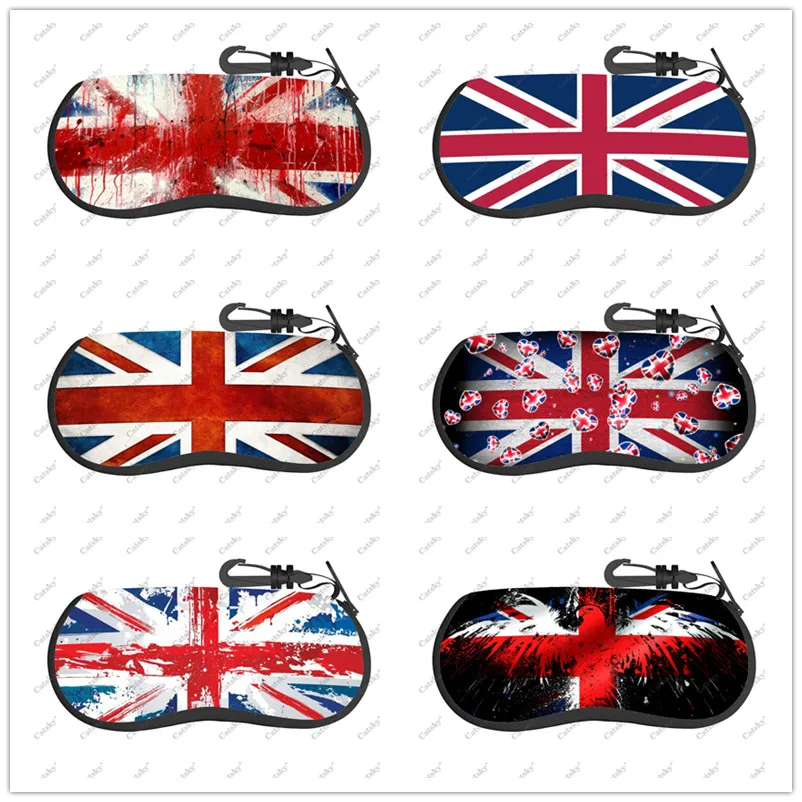 

British flag Glasses Case Printed Travel Zipper Sunglasses Bag Pattern Classic Men's and Women's Storage Glasses Bag