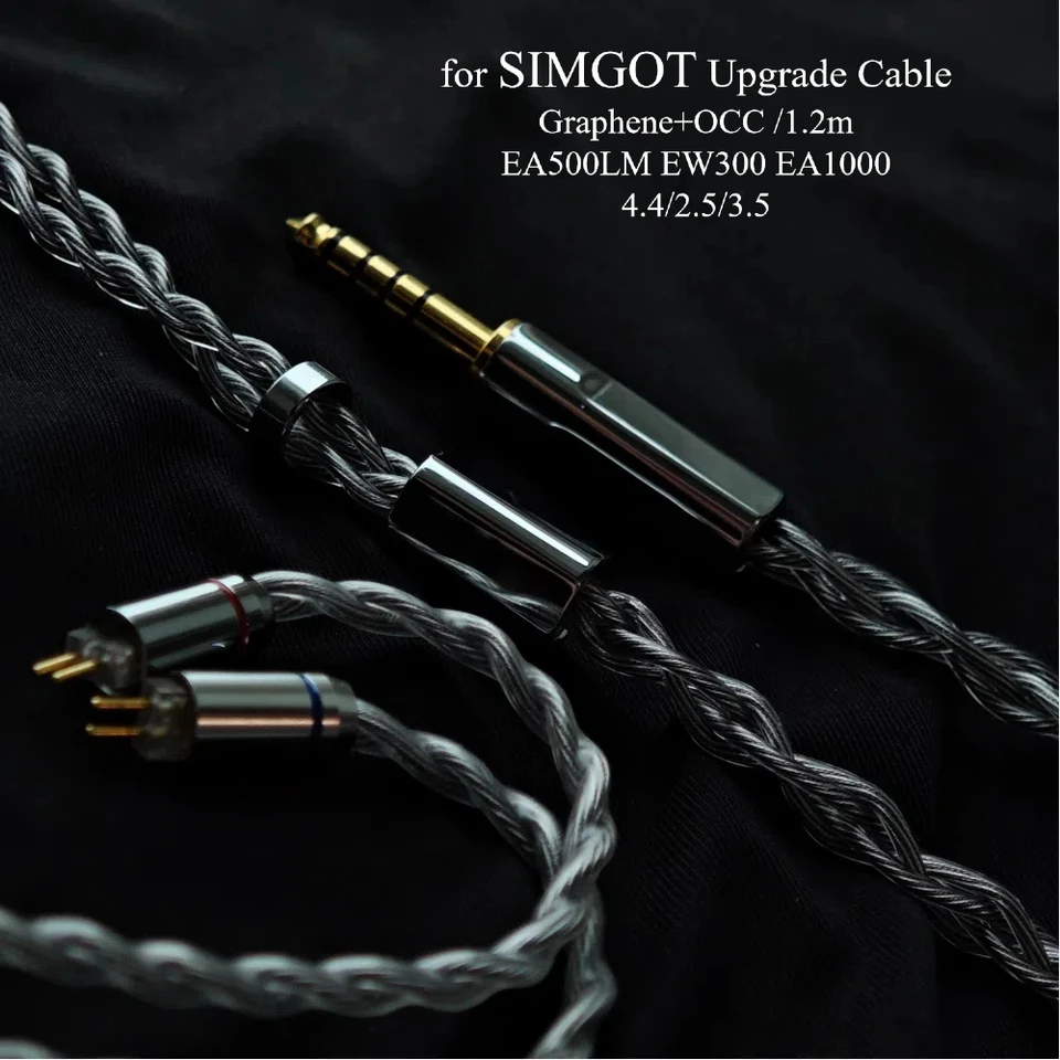 for SIMGOT EA500LM EW300 EA1000 Graphene Upgrade Cable 4.4mm