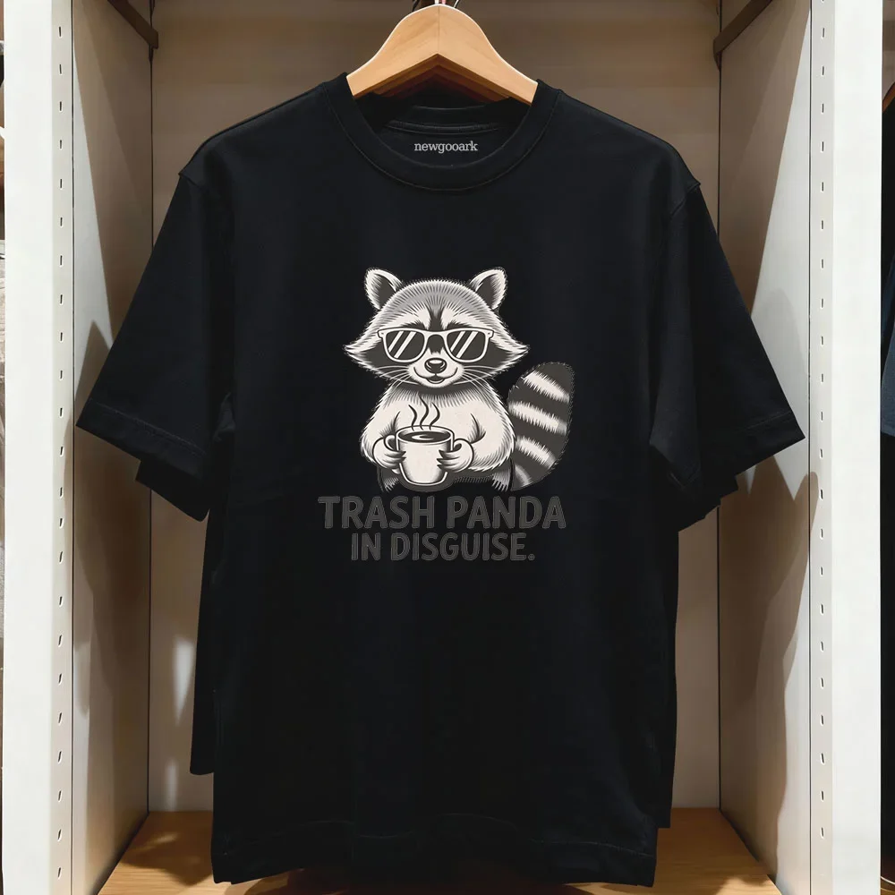 Trash Panda in Disguise Funny Raccoon T Shirt Men Women Coffee Lover Graphic Tee Humorous Animal Meme Summer Casual Tops