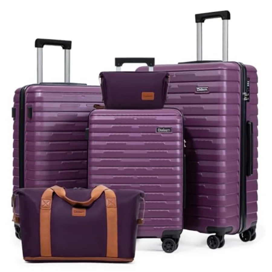 

Cosbarn 5 Piece Luggage Set with Wheels ABS Hard Case Spinner Luggage Durable Travel Suitcases in Black Red Blue