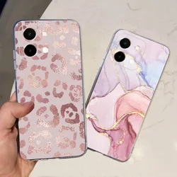 For Vivo Y28 4G Y28 5G Y28s Cover Case Clear Slim Soft TPU Silicone Bumper Shell On Vivo V2352 V2315 Marble Love Heart Coques