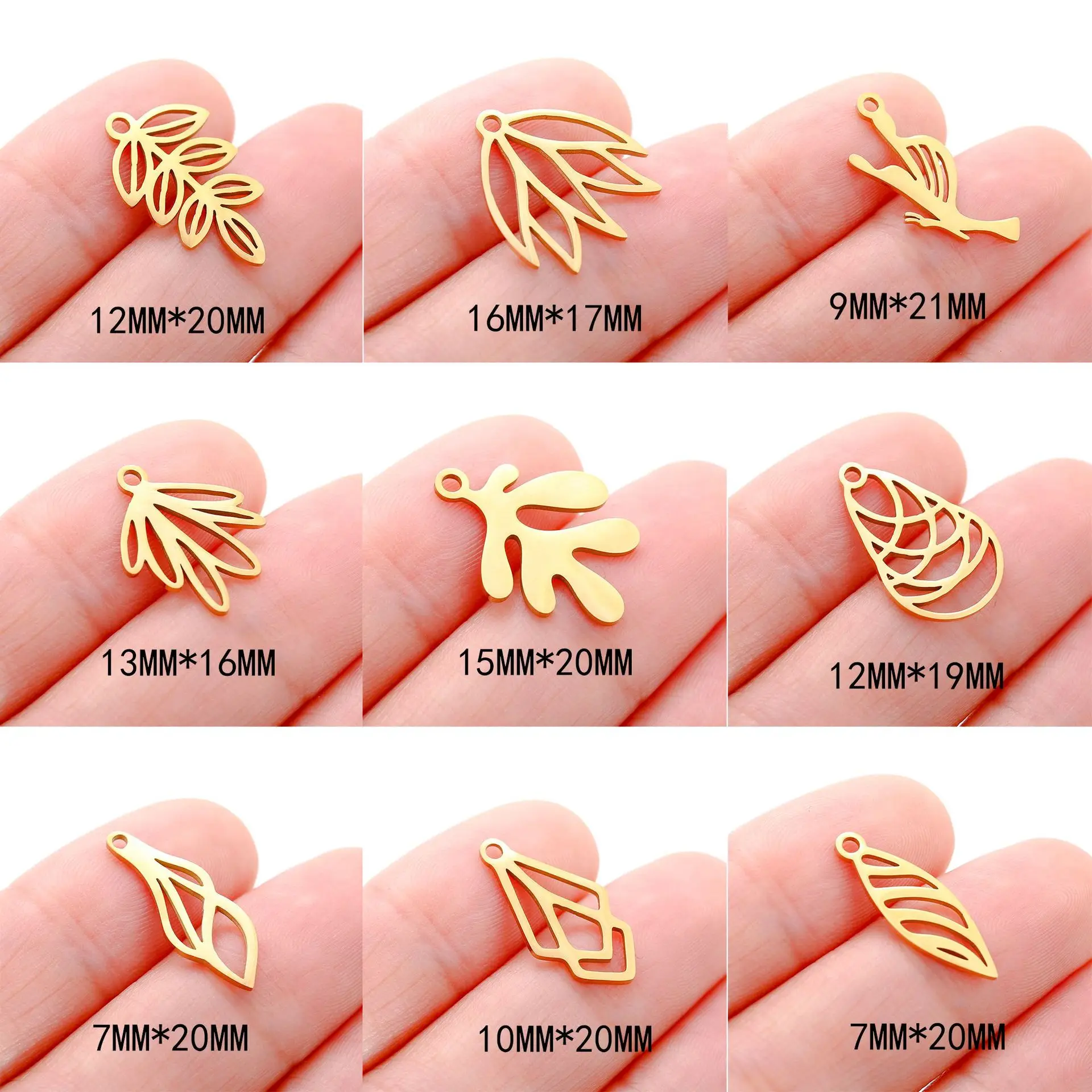 5Pcs/Lot Stainless Steel Charm Irregular Geometry Hollow Leaves Charms for Earrings Making Diy Bracelet Necklace Accessories New