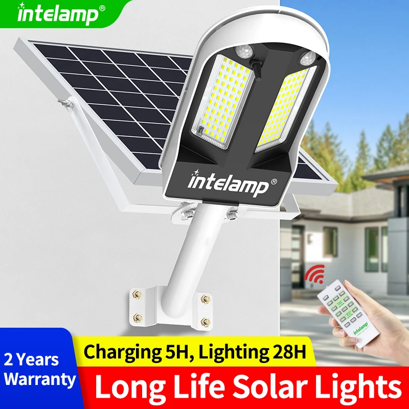Intelamp Solar-Straßenlaterne, Wandleuchte, Fassadenlampen, 3000 lm, hohe Helligkeit und lange