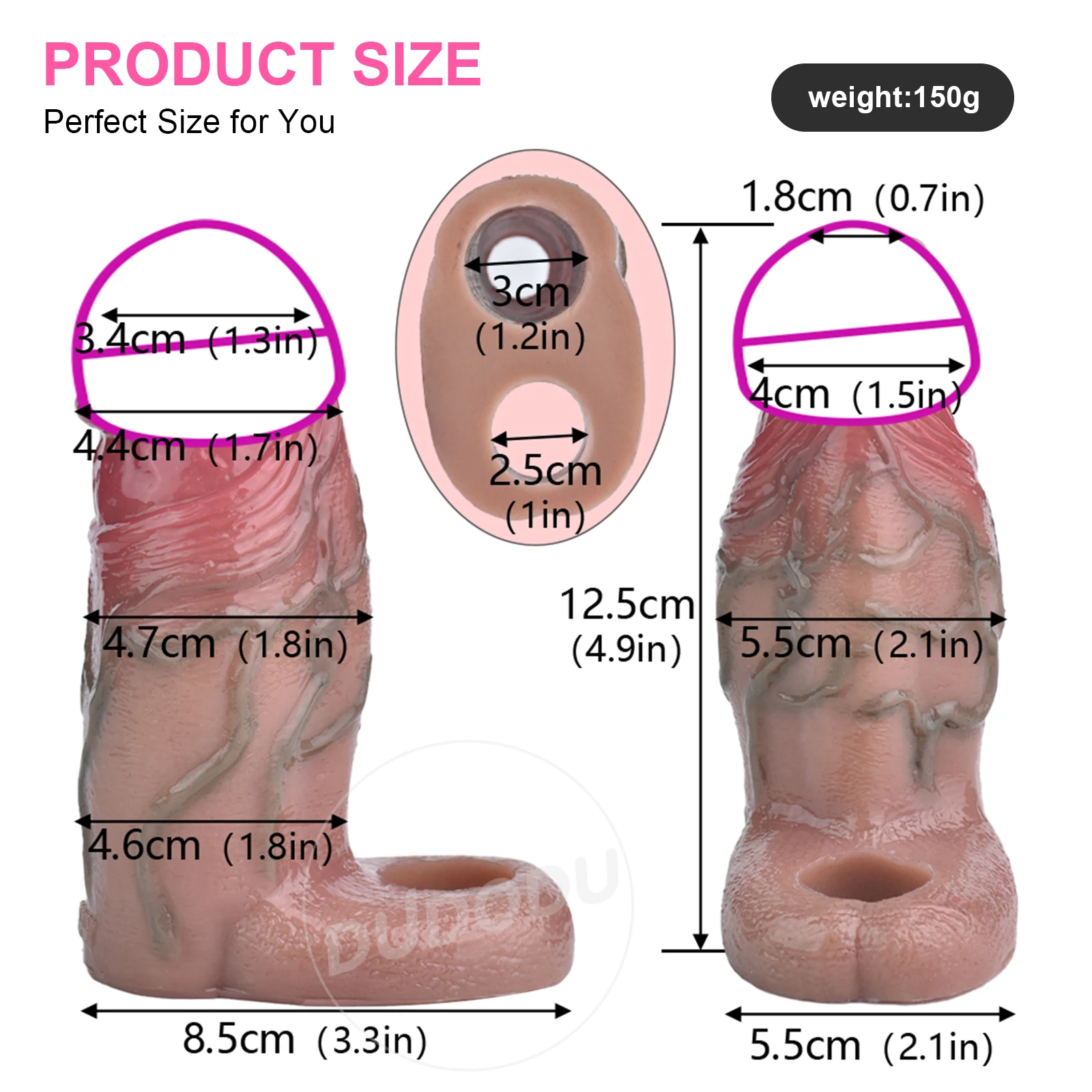 Penis Sleeve Enlargement Realistic Cock Sleeve Extender for Sex Enlargement Wearable Silicone Realistic SXXY-8111