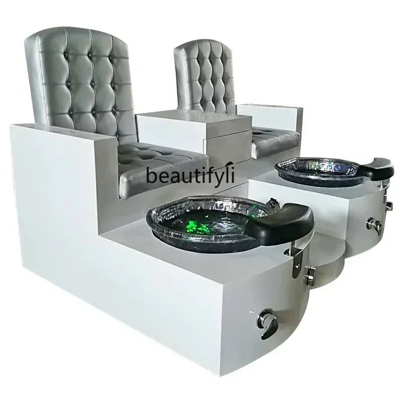 

smt14 New wood solid wood double seat foot bath manicure chair beauty eyelash equipment