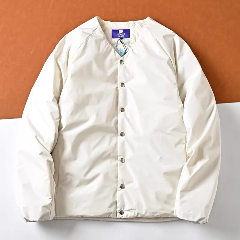 

Retro Japanese Sle Lightweight down Jaet ex Outdoor Waterproof No Collar Autumn Winter Men's Women's Faionable Du...