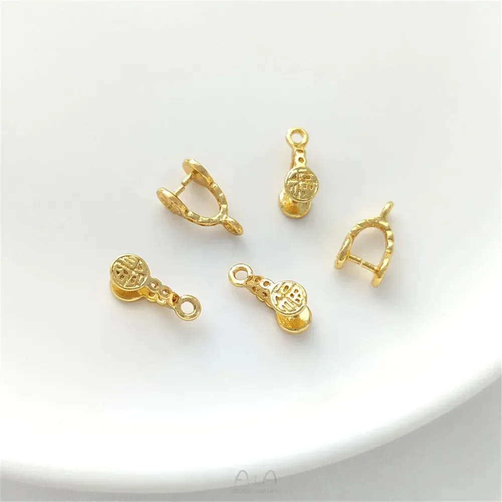 

Copper Wrapped 18K Gold Plated Fuzi Melon Seed Buckle Safety Buckle Jade Pendant Clip Buckle Handmade Diy Pendant Buckle C065