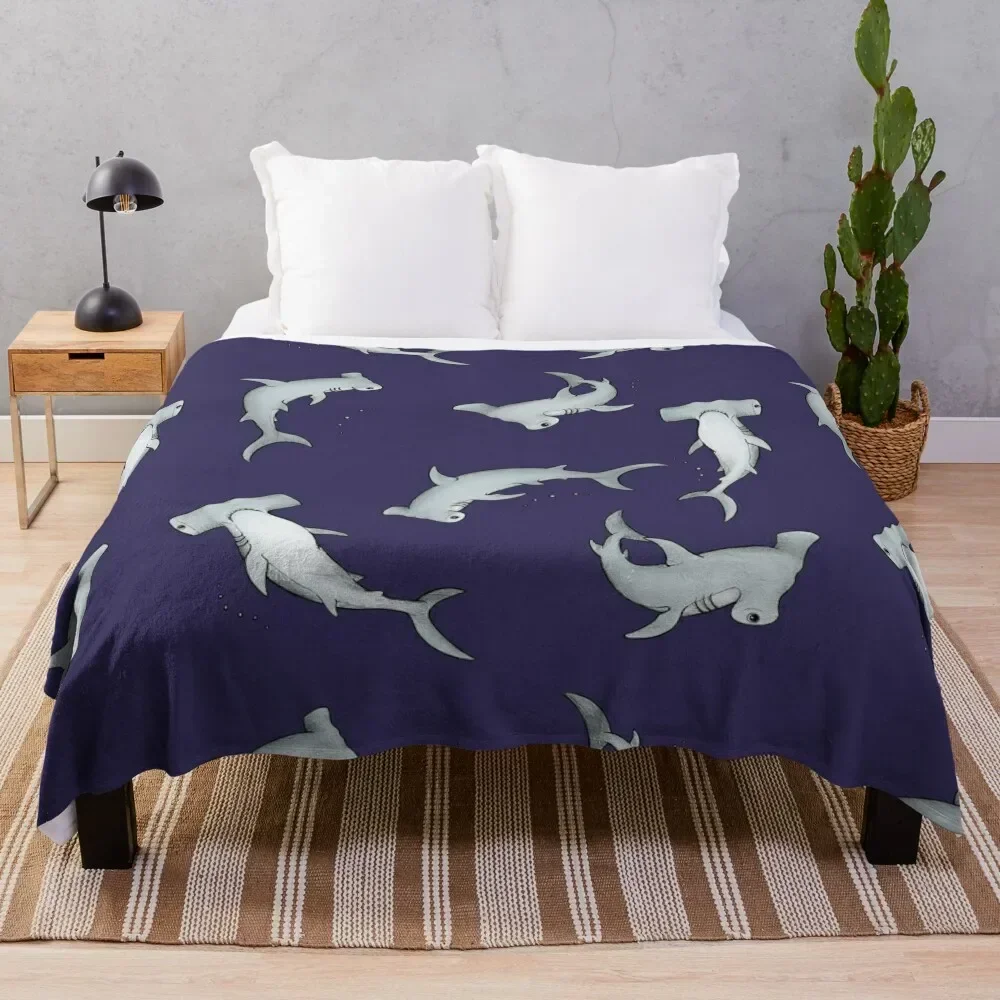 

Hammerhead Sharks Blue Throw Blanket Soft Big Thin Blankets