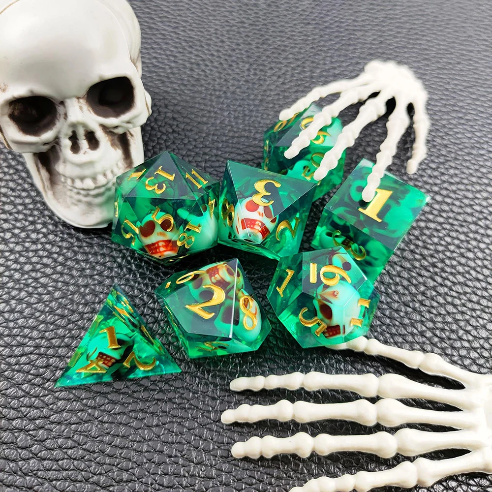 Dnd Skull Resin Dice Sharp Edge Number Polyhedral Dice D+D Dice Set For Dungeon and Dragon Pathfinder Role Playing Game(RPG)、MTG