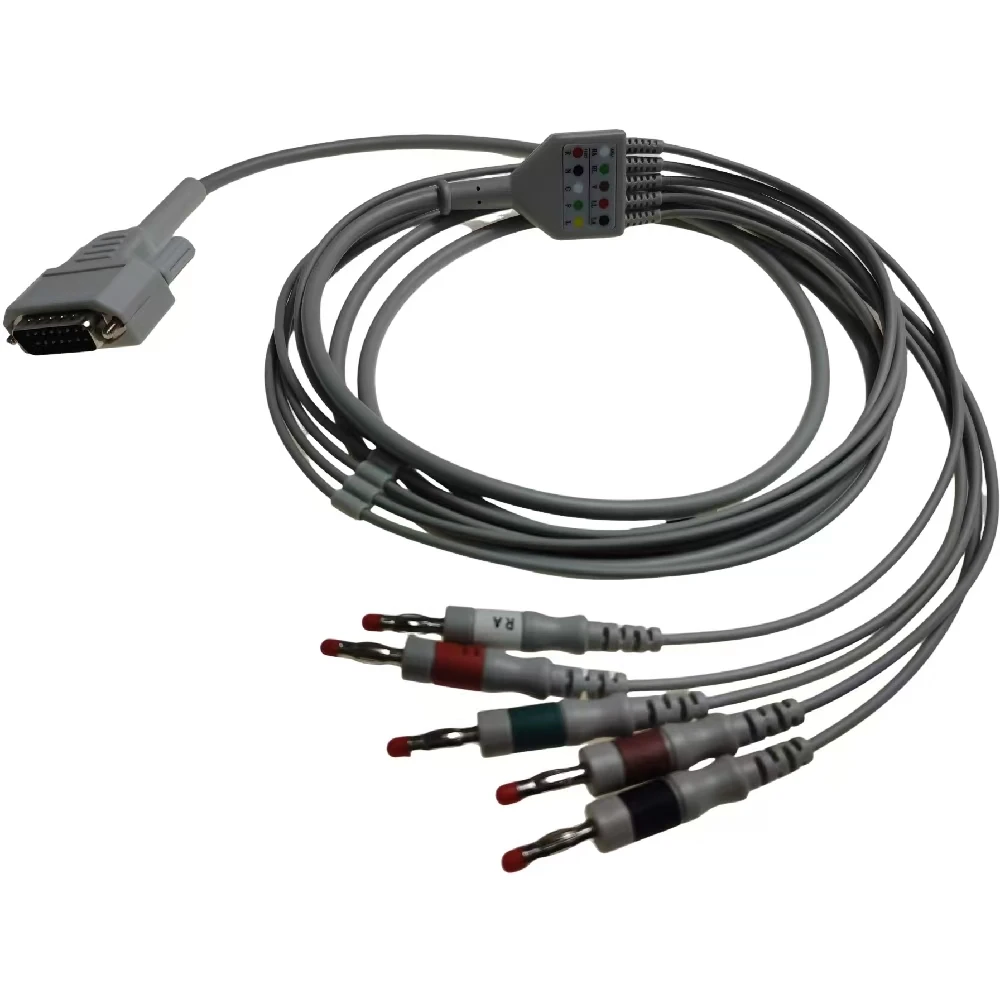 Veterinary ECG Cable with 5 Leads 3 Leads Snap Clip Banana 4.0 for Edan Biolight Biocare Comen Patient Monitor