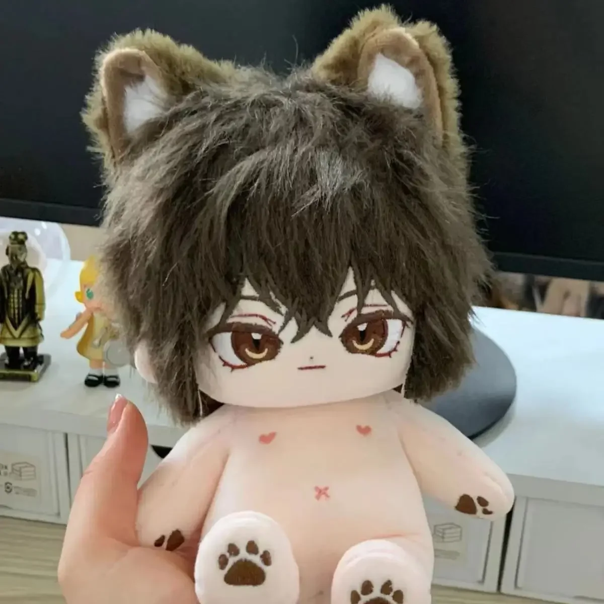 Anime Rol Dazai Osamu Schattige Monster Ear Cosplay Zachte Pluche Pop Lichaam Verkleed Gevuld Plushie Kussen Speelgoed Figuur Kerstmis Cadeau 20Cm