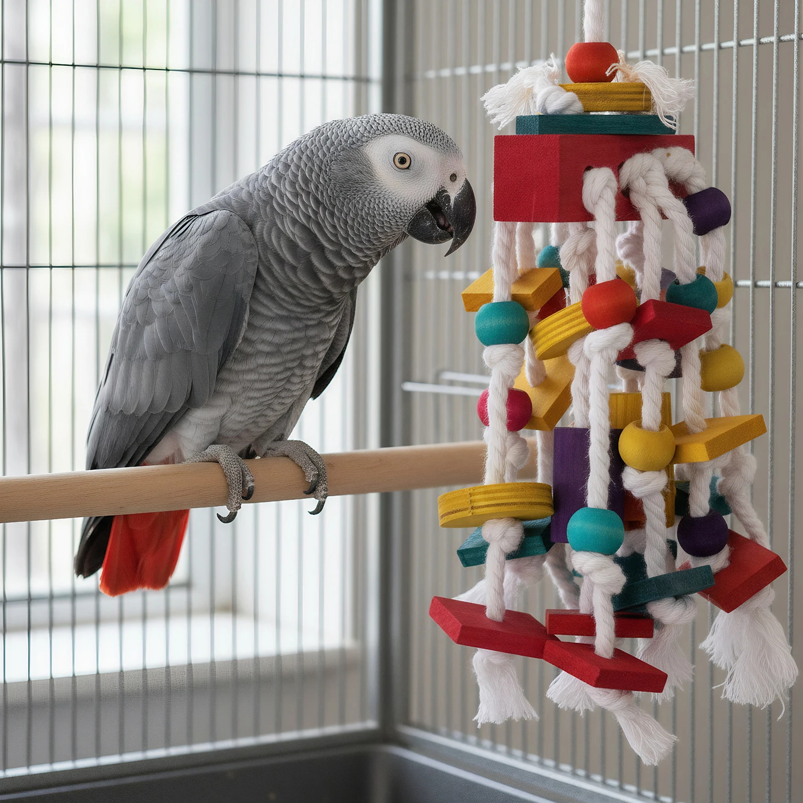 Natural Wood Bird Toys Beak Exercise Entertainment Large Parrot Toys for Large Medium Macaws African Greys Cockatoos