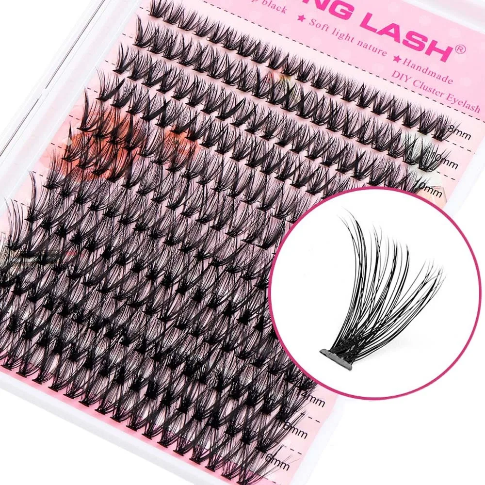 Segmentierte C-Locken-Falsche Wimpern zum Selbermachen, 8–16 mm, individuelle Cluster-Wimpern, wiederverwendbare, langlebige Wimpernverlängerungen