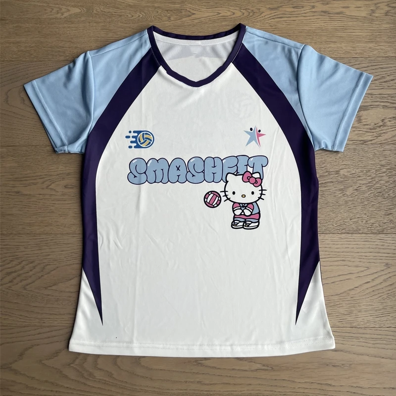 

Miniso Hello Kitty Collaboration дышащий быстросохнущий костюм для бадминтона для девочек, спортивная футболка с короткими рукавами, тренировочный костюм