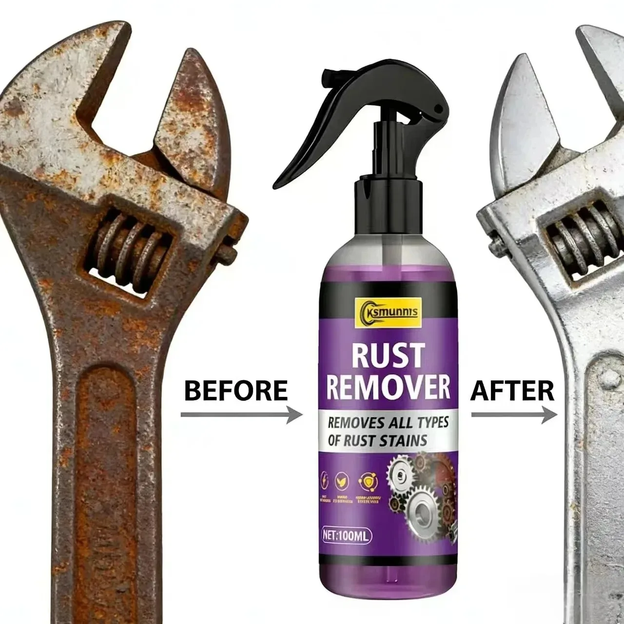 Powerful Metal Rust Remover Cleaner for Tools Automotive Parts Kitchen Hardware and Garage Equipment