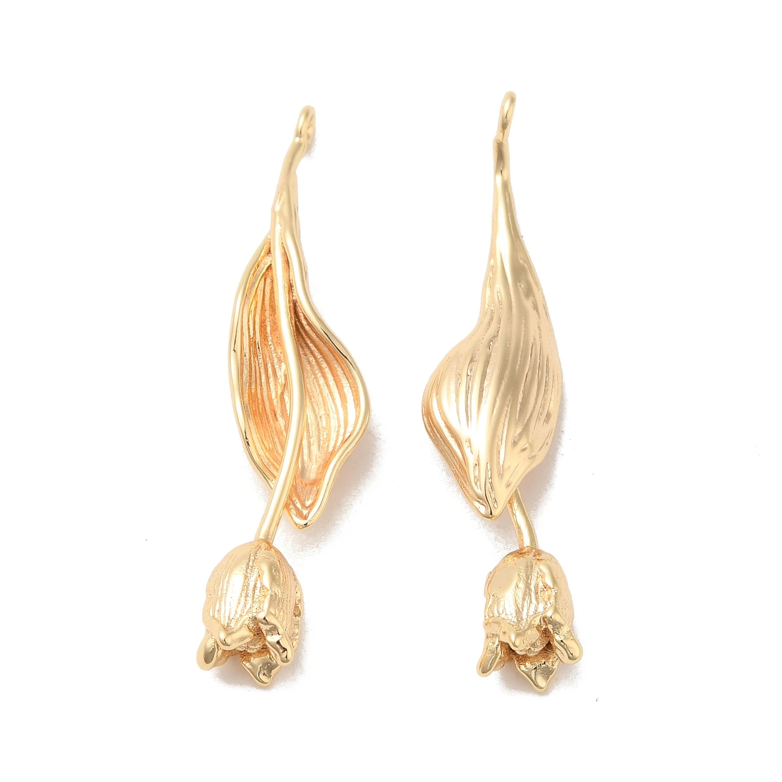 

10pcs Brass Flower Branch Shape Pendants Tulip Charm 18K Gold Plated for Diy Jewelry Making Necklace Earrings Accessories
