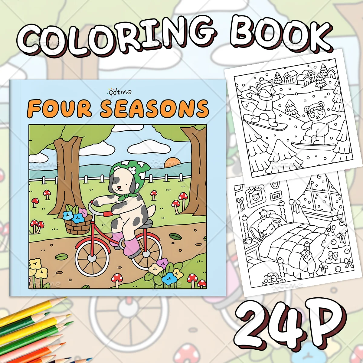 VIER JAHRESZEITEN Malbuch für Erwachsene mit niedlichen, gemütlichen täglichen Aktivitäten zur Entspannung (Cozy Spaces Coloring) – Detail 1