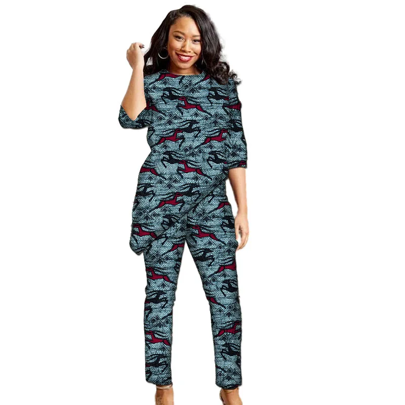 نصف كم قميص نسائي رقعة بانت الملابس الأفريقية مصممة التصميم الأصلي غير المتماثلة هيم ملابس المهرجانات للسيدات