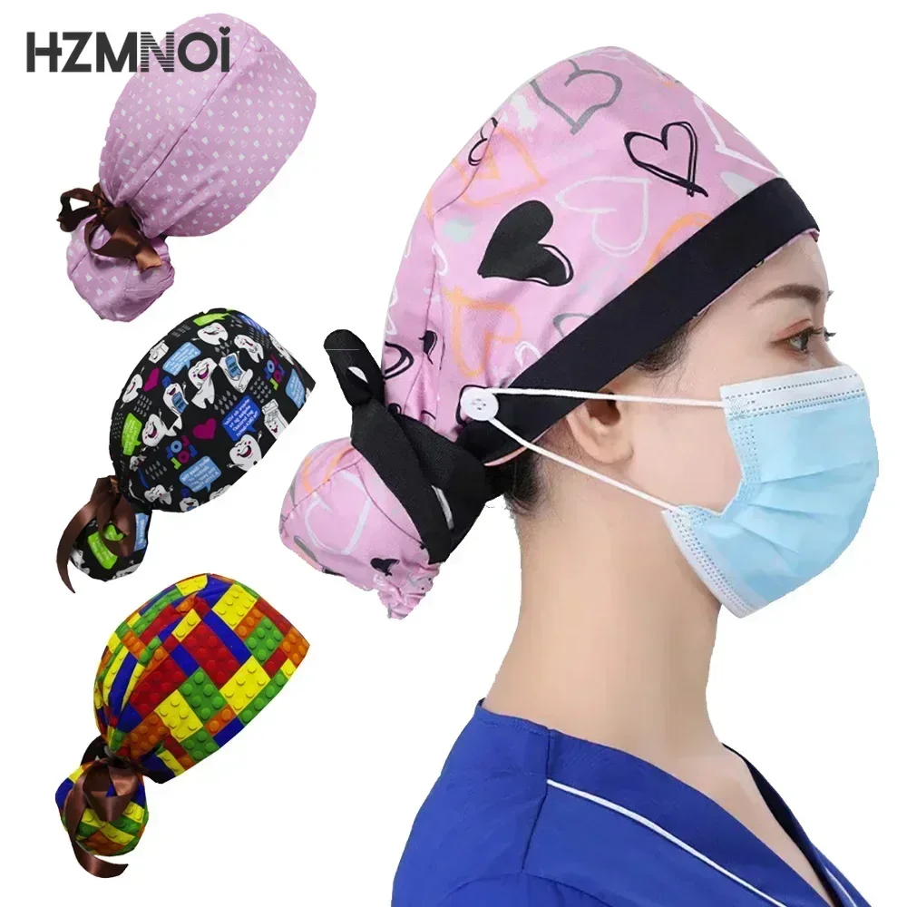 Unisex Dental Dentist Hat Vet Lab Pet Shop Scrubs Hat Nurse Medical Work Hat Surgical Cap Clinic Nursing Cap Nurse Scrub Cap