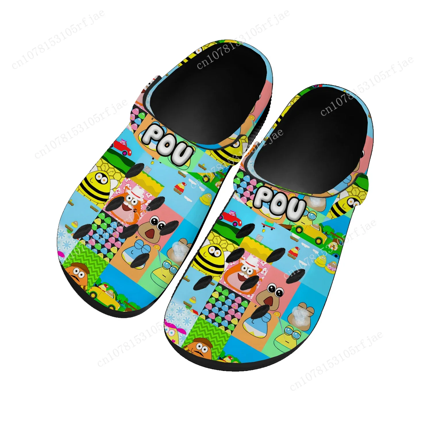 

Cartoon Animation POU Home Clogs Game Mens Womens Youth Boy Girl Sandals Shoes Garden Bespoke Custom Shoes Beach Hole Slippers