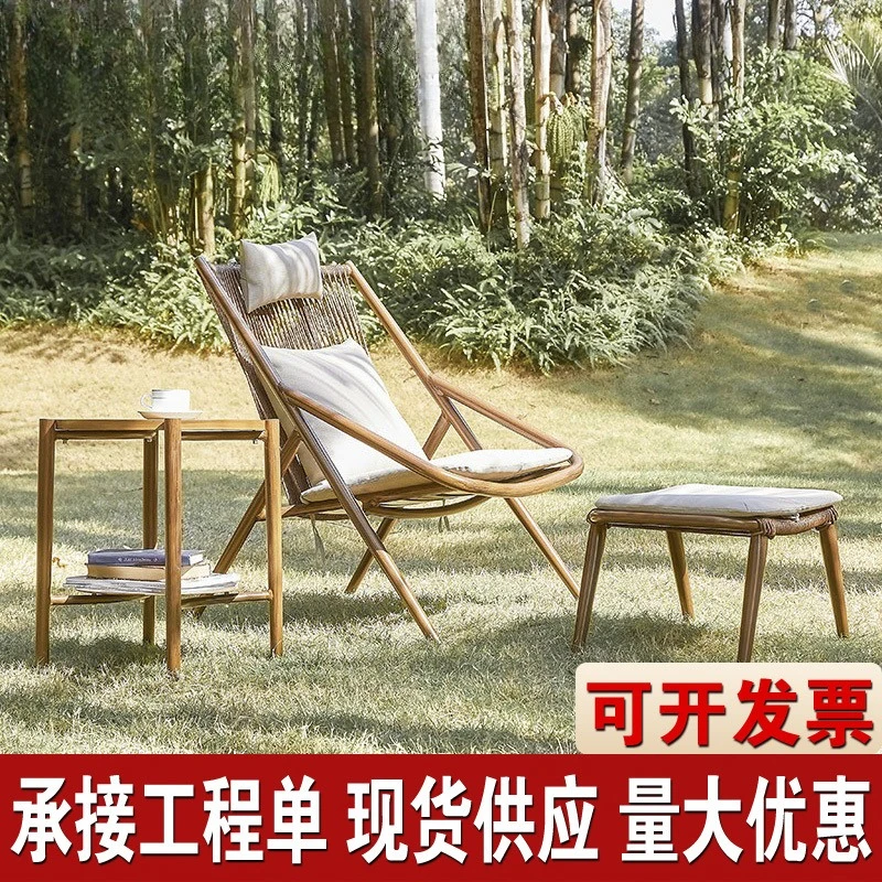 

Simple South East Asia style leisure back chair Internet celebrity lazy rattan sofa outdoor bed and breakfast balcony rocking ch