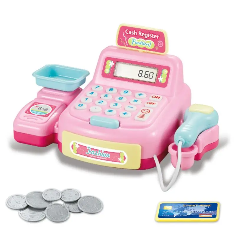 Pretend Play Electronic Supermarket Cash Register Set with Lighting and Sound Effects for Kids