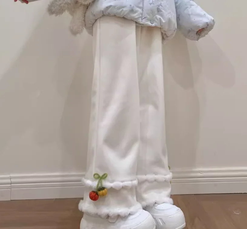 حجم كبير فتاة الخريف الشتاء جديد سميكة اليابانية اليقطين شعري السراويل موضة الحد من العمر الحلو مرونة الخصر السراويل