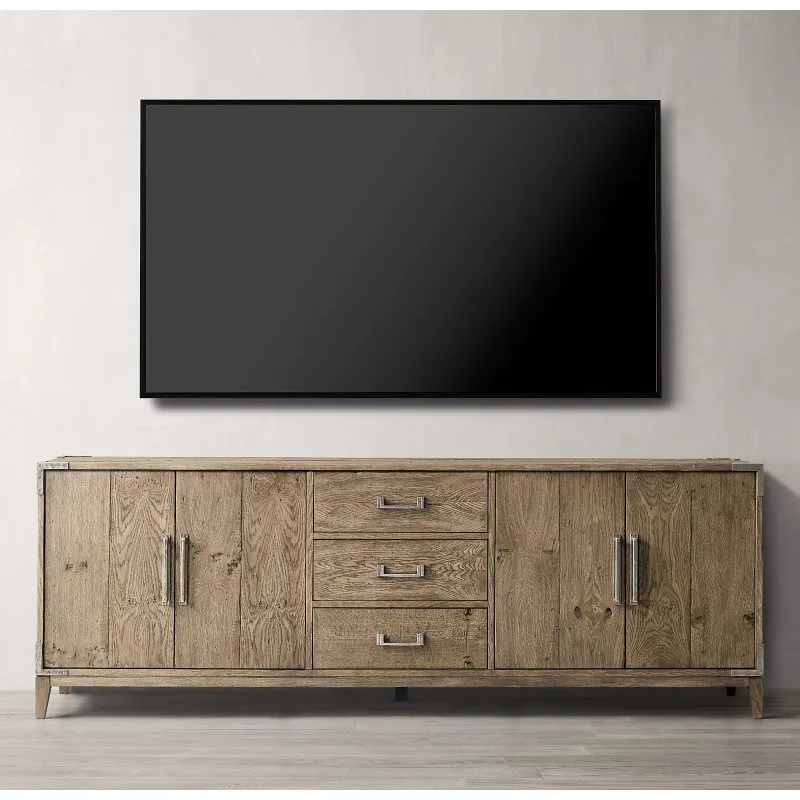 American retro living room home solid wood TV cabinet simple modern light luxury oak complete TV table