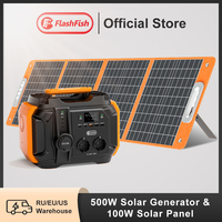 FF Flashfish A501 Portable Power Station 540Wh Lithium Batteries 500W Solar Generator 100W Solar Panel Complete Kit System Set