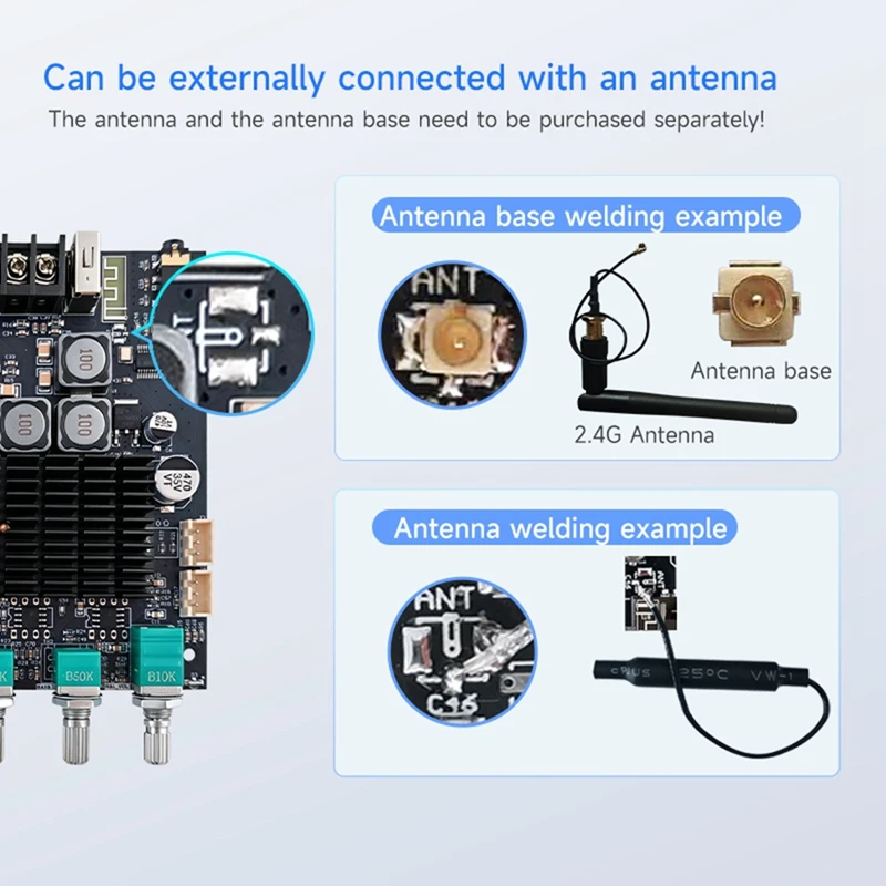 DT21 ZK-TB22 Bluetooth Audio Amplifier Board External Subwoofer Module 12-24V DC for DIY Speaker System