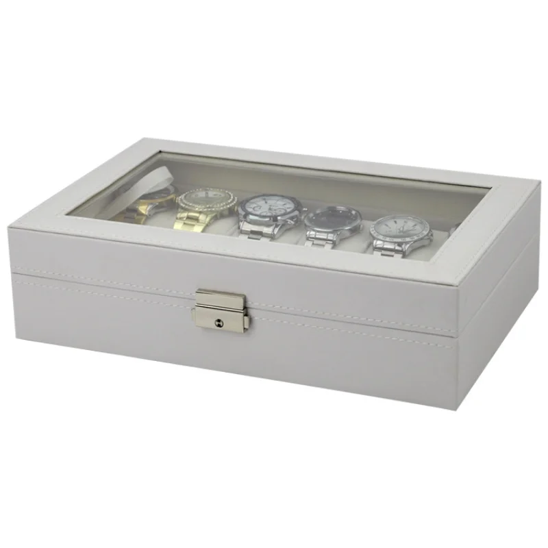 Watch display box white small fresh PU leather watch box 12-bit watch storage box counter