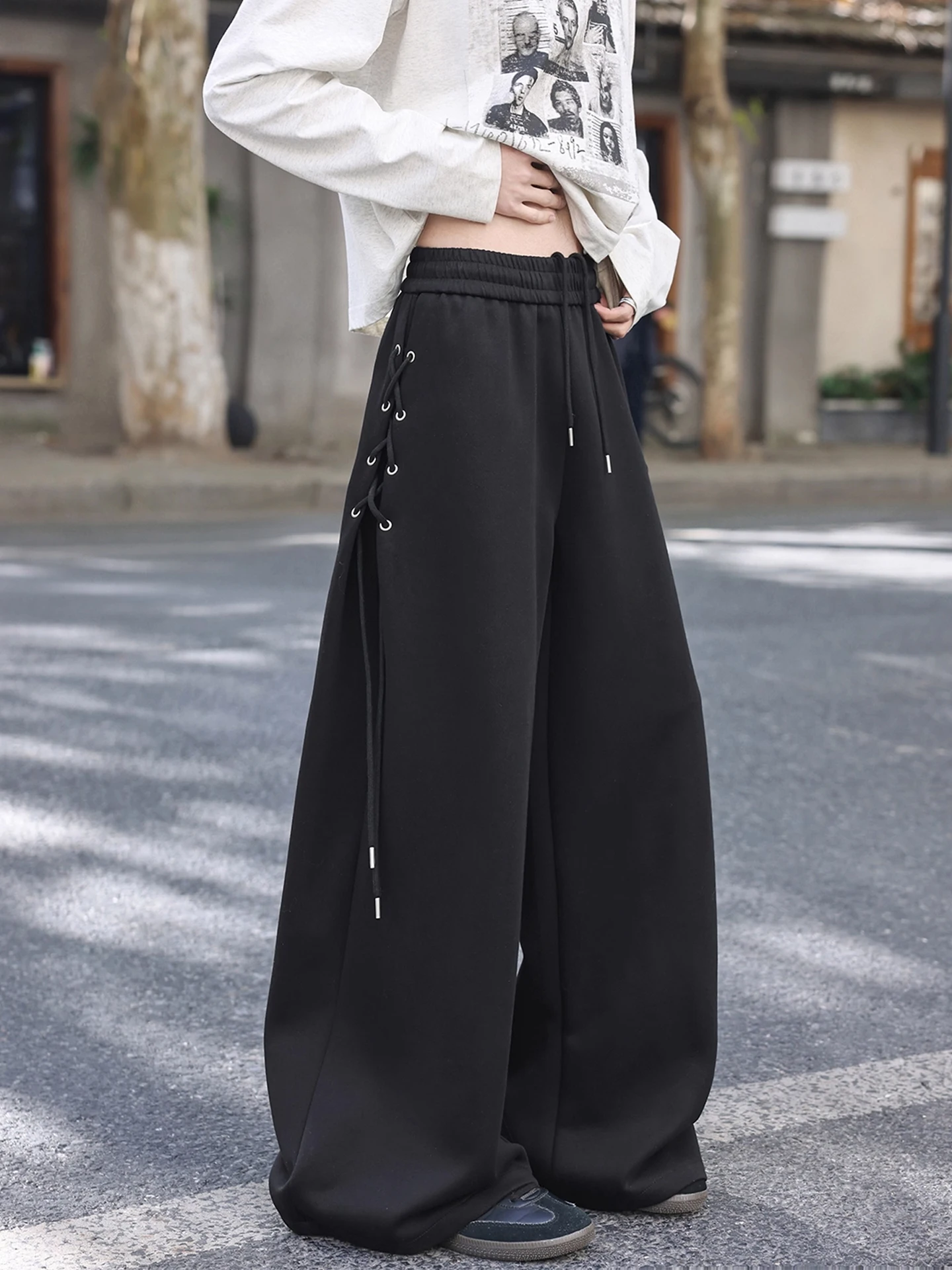 American Design Side Tie Casual Pants Men Women Autumn Winter High End Cleanfit Drapey Straight Leg Pants Comfortable Soft