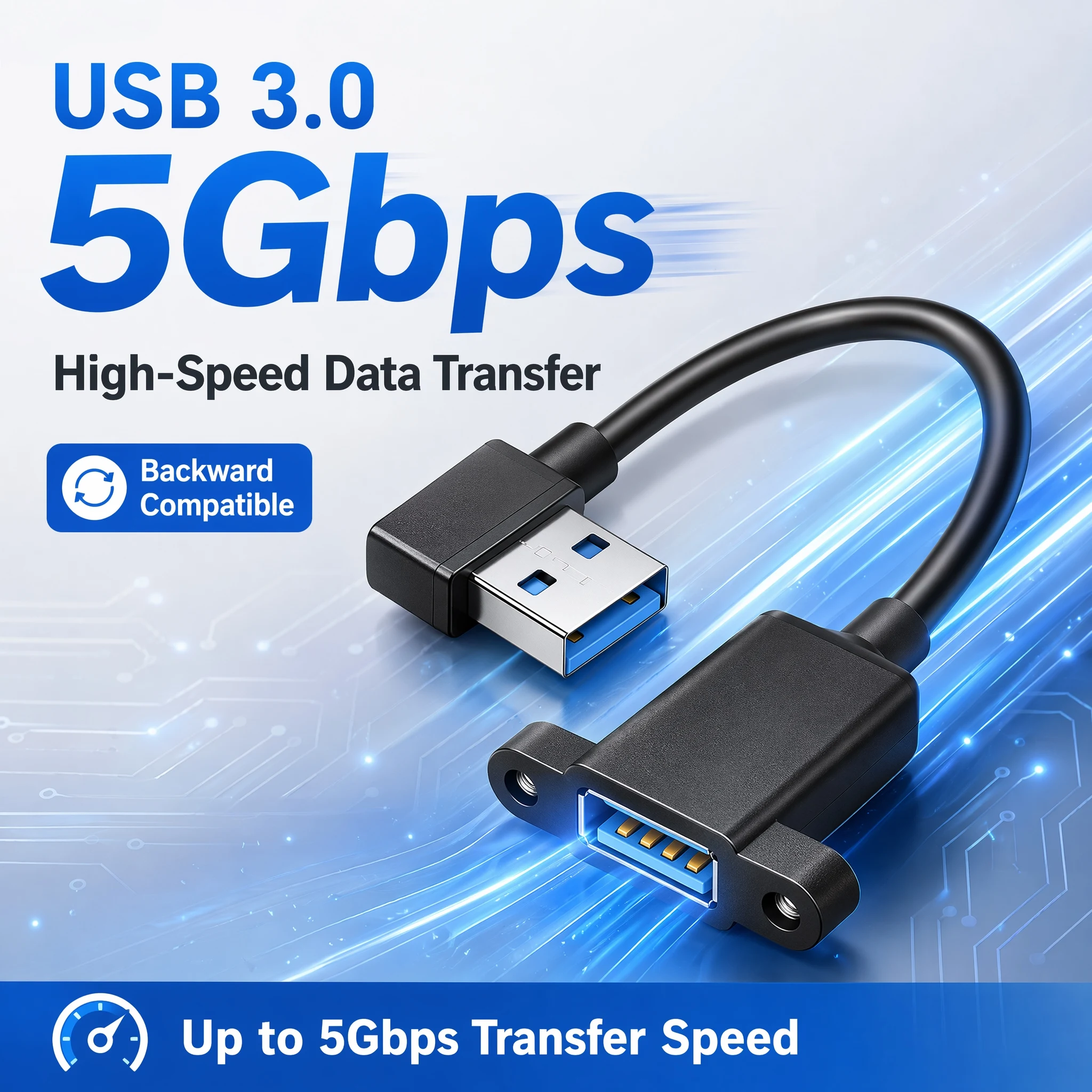 5M USB Data Cable USB 3.0 Extension Cable Male To Female Screw Fixation Elbow USB Cable for U-disks Hard Drives Card Readers