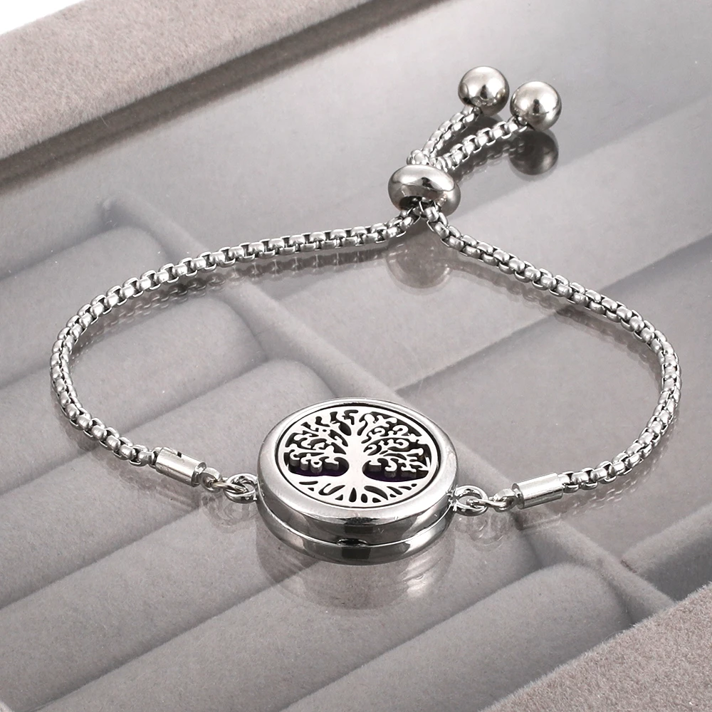 New Aromatherapy Diffuser Bracelet Essential Oil Diffuser Bracelet Alloy Stainless Steel Perfume Aroma Locket Bracelet for Women
