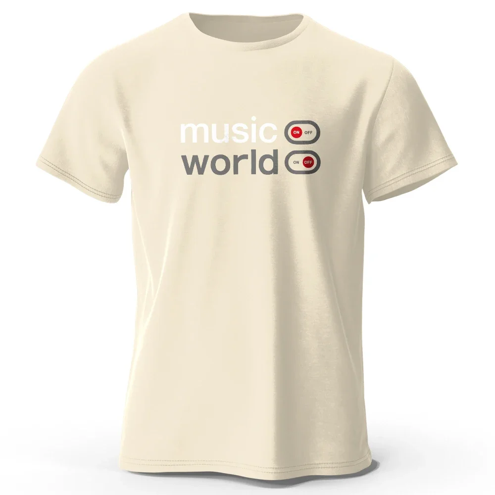 Men's Music World Print T-Shirt - Extra Large Size - Classic Fun Pattern - Men's and Women's Summer Casual Shirt