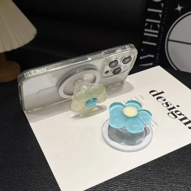 Корейский мультяшный милый цветок для IPhone Samsung, складной чехол-держатель, магнитный кронштейн для телефона Magsafe Griptok Grip Tok, кронштейн