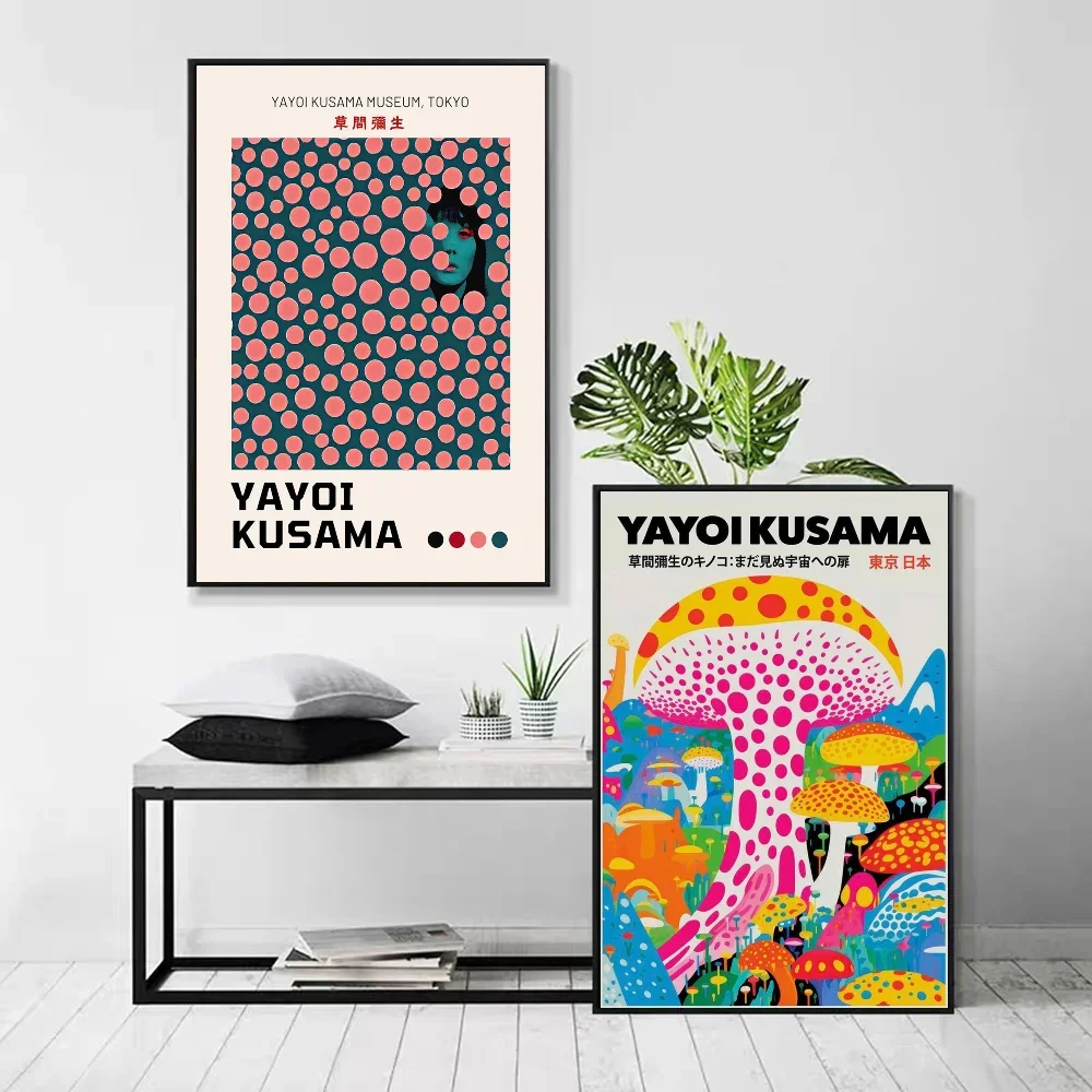 1pc Yayoi Kusama Infinite World Colorful Jellyfish Poster Self-adhesive Art Waterproof Paper Sticker Wall Decor