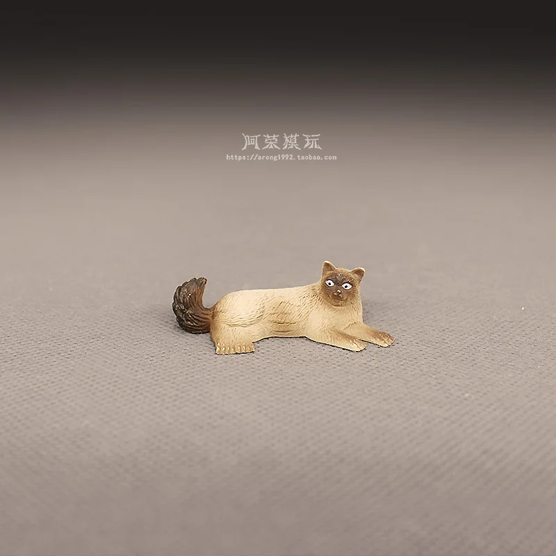 Leuke Miniatuur Boerderij Diermodel Liggende Kat Actiefiguren Auto-interieur Desktop Miniatuur Ornament Accessoires Cartoon Speelgoed