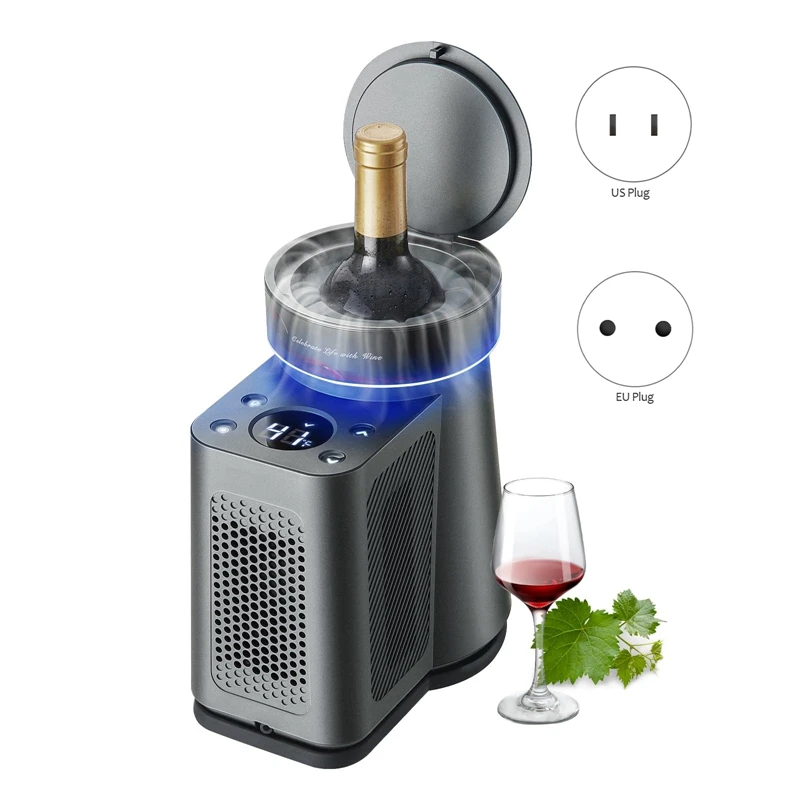 

Electric Wine Chiller, 34°F-68°F Temperature Control Single Bottle Mini Cooler For Red/White Wine, Champagne Portable Cooler