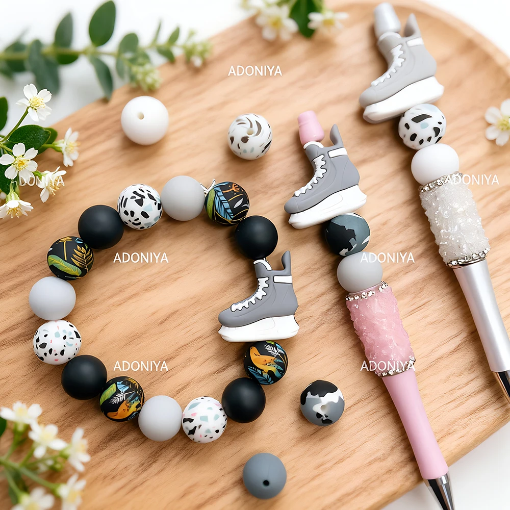 33/58-teiliges Set aus skaterförmigen Silikonperlen für DIY-Halsketten, Armbänder, Dekorationen, Stifte, Schmuckanhänger usw. Geburtstagsgeschenk für die Feiertage – Detail 5