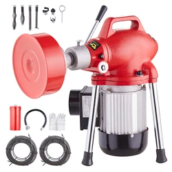 SucceBuy Drain Cleaner Machine 120 FT x 5/8 Inch Electric Sewer Snake Auger Manual Feed with 2 Sectional Steel Cables for Pipes