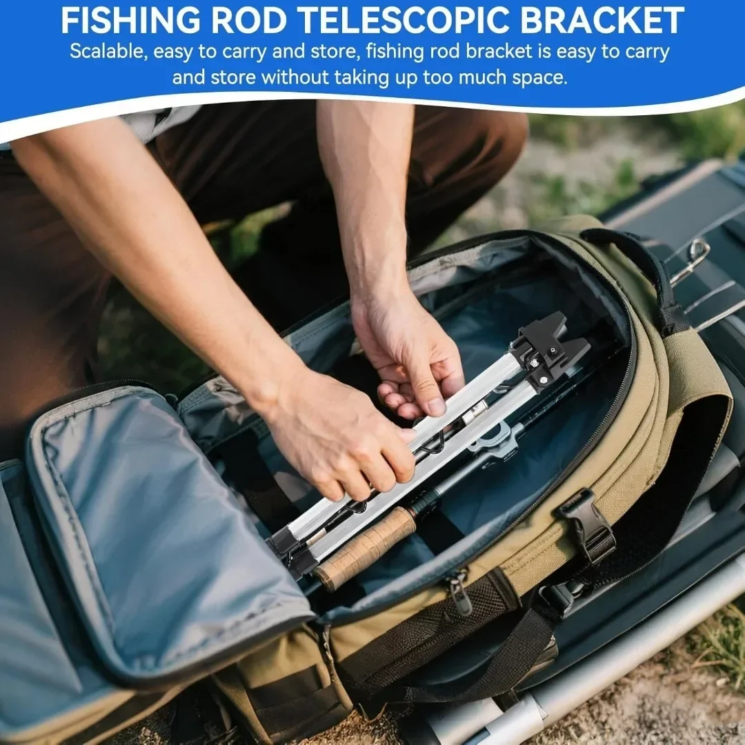 Telescopic Fishing Rod Tripod Holder, Lightweight Aluminum Foldable Multi Poles Support Bracket for Outdoor Beach Fishing view 5