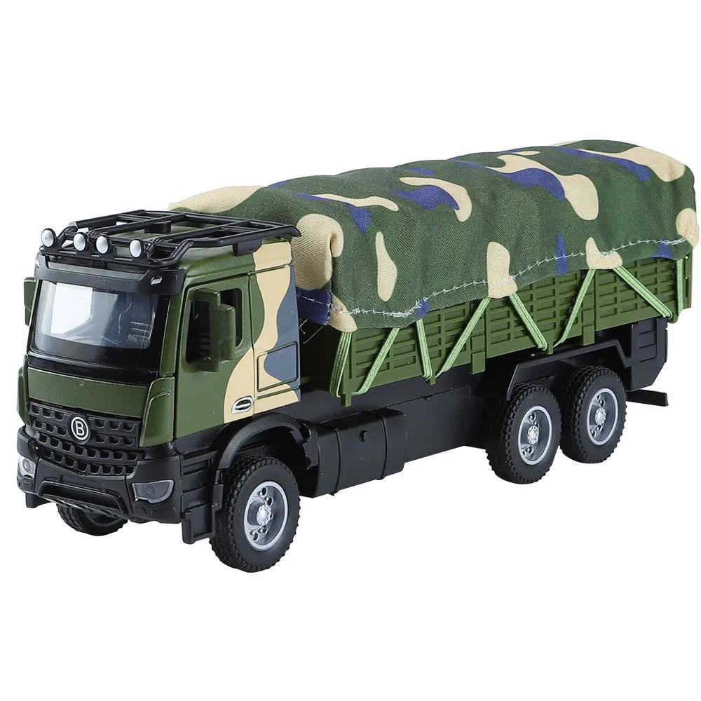 

Модель военного грузовика 1:35 из сплава, имитация военной машины со звуком и светом, откатным механизмом, детская игрушка