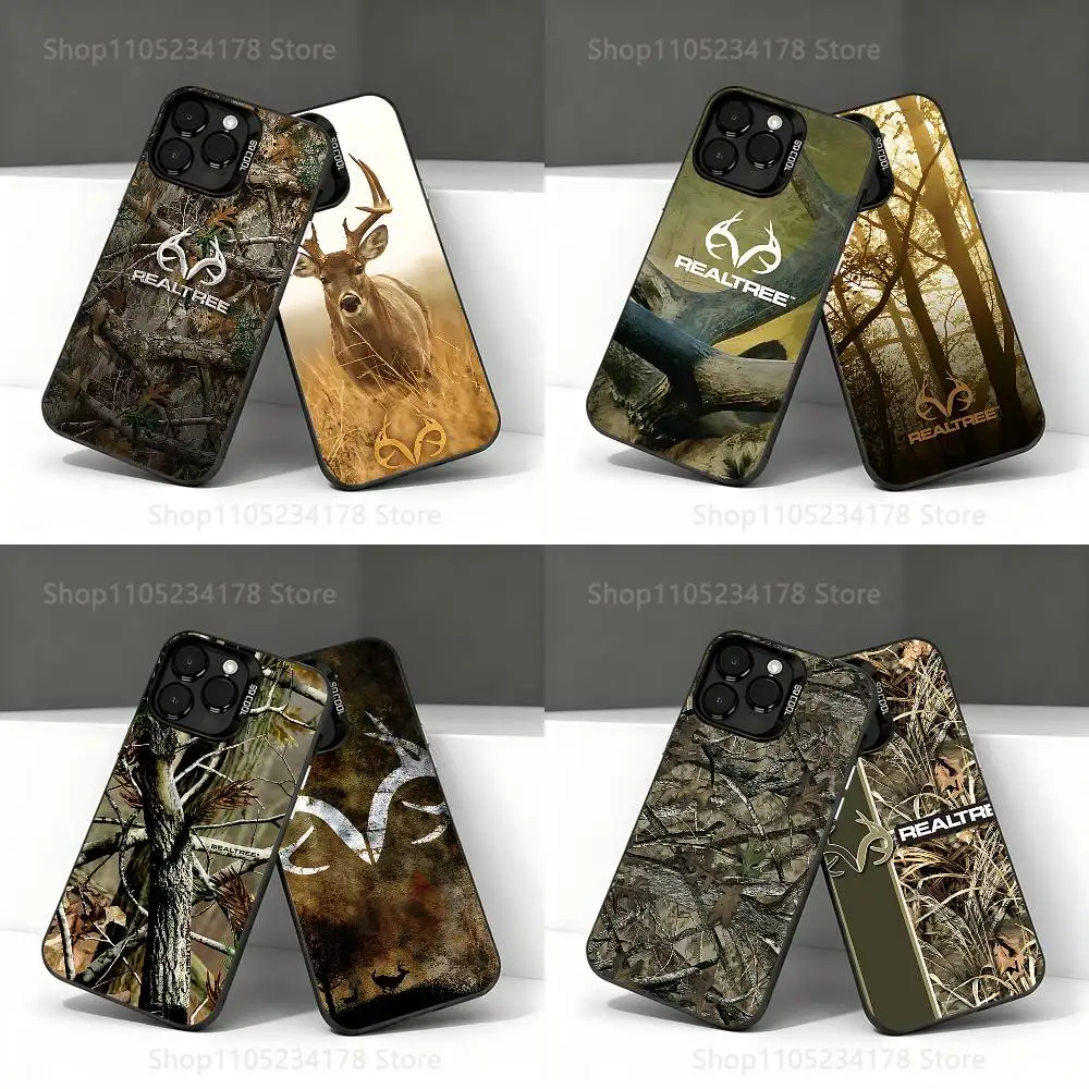 

R-Realtree Real Tree Camo Phone Case For iPhone 17,16,15,14,13,12,11,Pro,Max,Plus,E,Air,Mini Black Tpu IMD Cover