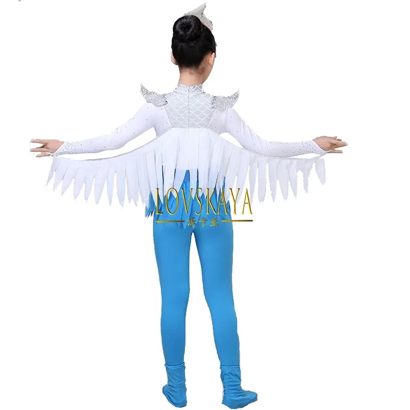 Xiaohe-ropa de rendimiento de baile para niños, ropa con alas de pájaro en forma de baile